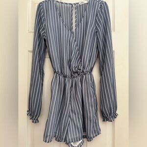 HOLLISTER Chiffon Long Sleeve Striped Romper NWOT